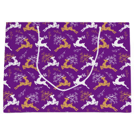 Sacola Para Presentes Grande Floco de neve, Reinado Branco Dourado, Púrpura de 