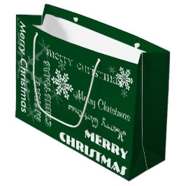 Sacola Para Presentes Grande Flocos de neve brancos personalizados cor w/Text