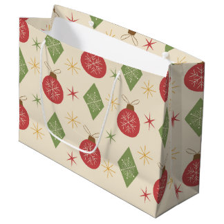 Sacola Para Presentes Grande Flocos de neve em diamantes e ornamentos de meados