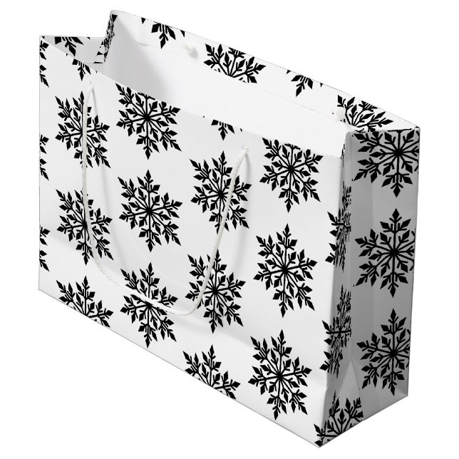 Sacola Para Presentes Grande Flocos de neve grandes presentes de Natal (Frente inclinada)