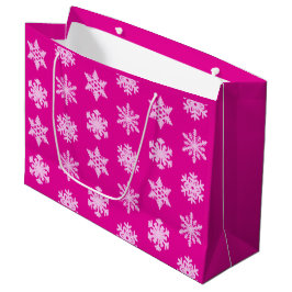 Sacola Para Presentes Grande Flocos de neve Ikat - Fúchsia e rosa-gelo