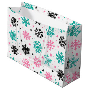 Sacola Para Presentes Grande Flocos de neve retrô