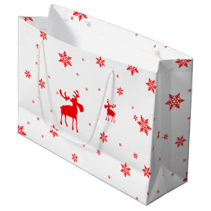 Sacola Para Presentes Grande Flocos de neve vermelhos simples modernos dos