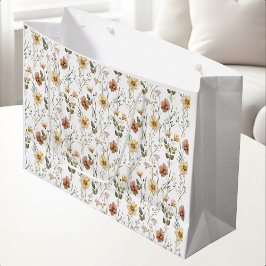 Sacola Para Presentes Grande Flor de Campo Aquarela Boho