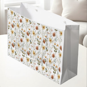 Sacola Para Presentes Grande Flor de Campo Aquarela Boho