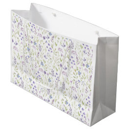 Sacola Para Presentes Grande Flor de Campo Roxa Elegante
