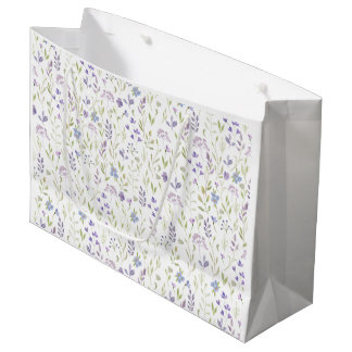 Sacola Para Presentes Grande Flor de Campo Roxa Elegante