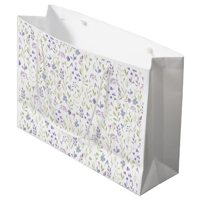 Sacola Para Presentes Grande Flor de Campo Roxa Elegante (Frente inclinada)