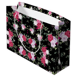 Sacola Para Presentes Grande flor de cor d'água vermelha e rosa Padrão de vinhe