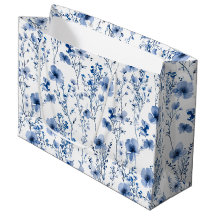 Flor Floral Aquática Azul Branca