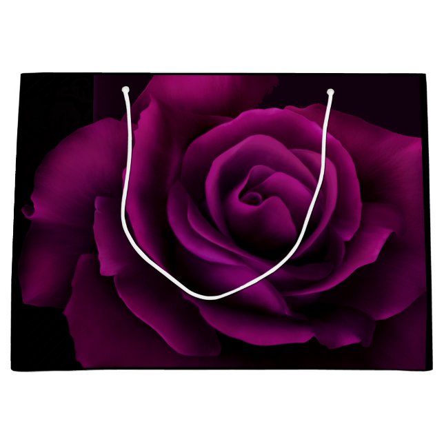 Sacola Para Presentes Grande Flor Rosa vermelha Roxo-Gótica (Frente)