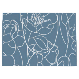 Sacola Para Presentes Grande Flor Silvestre Azul Moderna