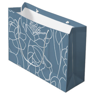 Sacola Para Presentes Grande Flor Silvestre Azul Moderna