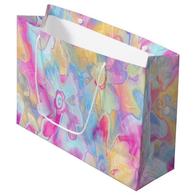 Sacola Para Presentes Grande Florais-5- Pintados Com Grãos (Frente inclinada)