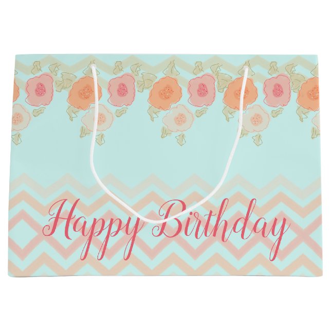 Sacola Para Presentes Grande Floral Acentuado Padrão (Frente)