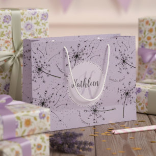 Sacola Para Presentes Grande Floral Dandelion Kisses Purple Wilflower