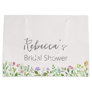 Sacola Para Presentes Grande Floral de Aquarela de Chá de panela Personalizado