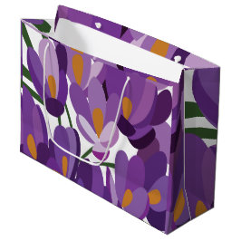 Sacola Para Presentes Grande Floral de Crócus Roxo