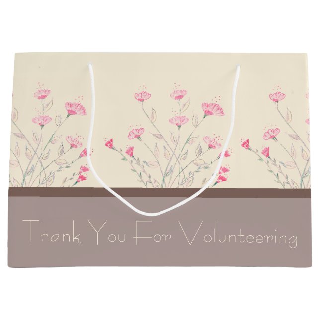 Sacola Para Presentes Grande Floral Elegante Acentuado Com Rosa (Frente)