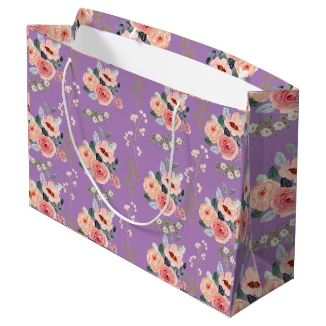 Sacola Para Presentes Grande Floral Gift Bag (Verso inclinado)