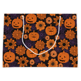 Sacola Para Presentes Grande Floral Halloween