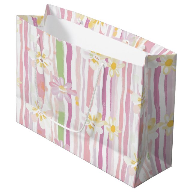 Sacola Para Presentes Grande Floral Retro Pastel (9) (Frente inclinada)