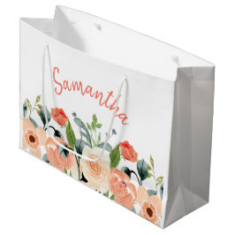 Sacola Para Presentes Grande Floral Rosa Personalizado
