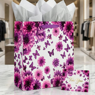Sacola Para Presentes Grande Floral Rosa Romântica