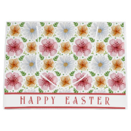 Sacola Para Presentes Grande Floral Vintage Feliz Páscoa