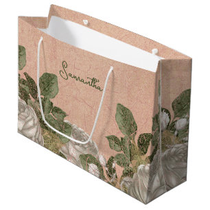 Sacola Para Presentes Grande Floral Vintage Personalizado