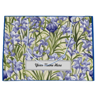 Sacola Para Presentes Grande Flores Bluebell de Padrão Floral Personalizáveis
