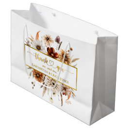 Sacola Para Presentes Grande Flores Boho Cai no Amor Foil Gold Favor do Casamen