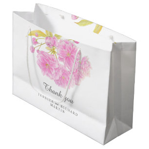 Sacola Para Presentes Grande Flores cor-de-rosa primavera florescem obrigado de
