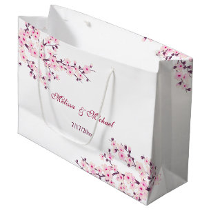 Sacola Para Presentes Grande Flores de cerejeira florais que Wedding