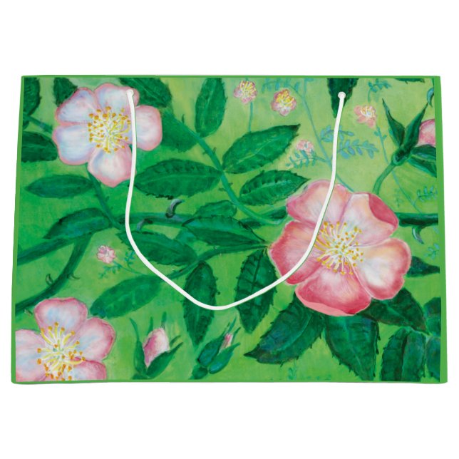 Sacola Para Presentes Grande Flores-de-rosa (Frente)