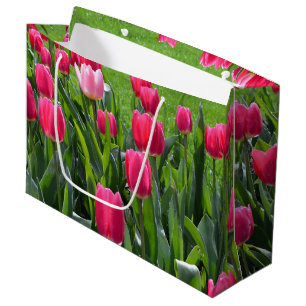 Sacola Para Presentes Grande Flores de tulipas, bonito e elegantes, primavera,
