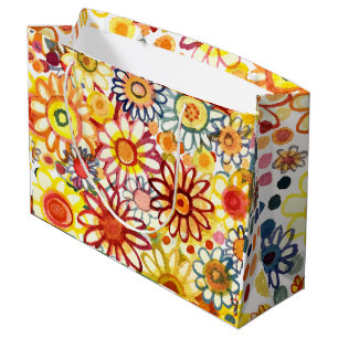Sacola Para Presentes Grande Flores de verão