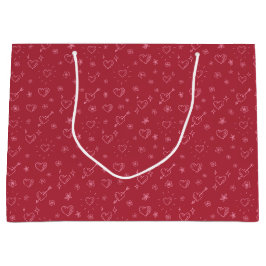Sacola Para Presentes Grande Flores e Corações Rosa Padrão