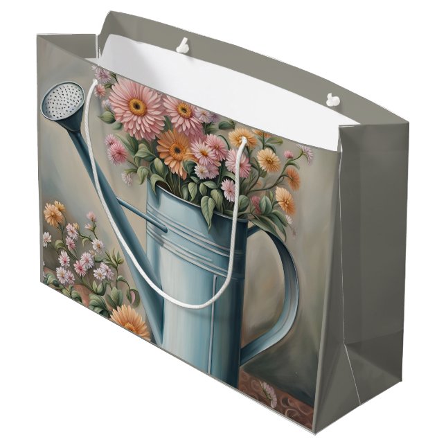 Sacola Para Presentes Grande Flores e regador (Verso inclinado)