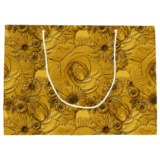 Sacola Para Presentes Grande Flores em relevo-GIFT BAG L (Verso)