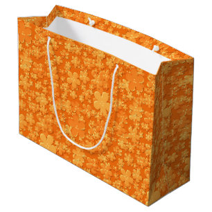 Sacola Para Presentes Grande Flores Espalhadas, SACO Leve Laranja-GIFT L