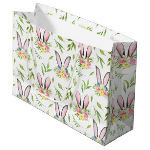 Sacola Para Presentes Grande Flores Ovos e Bunnies
