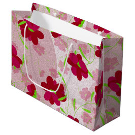 Sacola Para Presentes Grande Flores Rosa e Vermelho - Floral