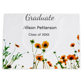 Sacola Para Presentes Grande Flores silvestres amarelas alaranjadas modernas e 