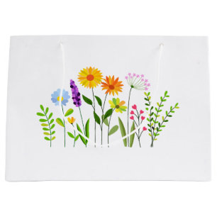 Sacola Para Presentes Grande Flores silvestres de primavera verão