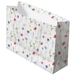 Sacola Para Presentes Grande Flores Silvestres Elegantes