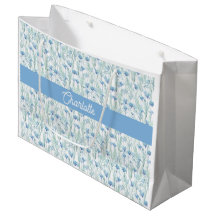 Flores silvestres em aquarela azul nome personaliz