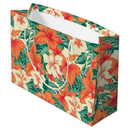 Sacola Para Presentes Grande Flores tropicais Vibe havaiano
