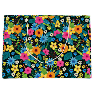 Sacola Para Presentes Grande Flores Vibrantes Ditsy Padrão Floral-43785