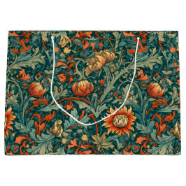 Sacola Para Presentes Grande Flores, vintage, art nouveau, estilo William Morri